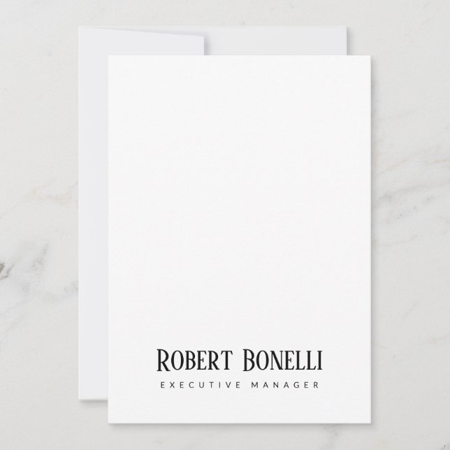 Minimalist Plain Black & White Modern Plain Card (Anverso)
