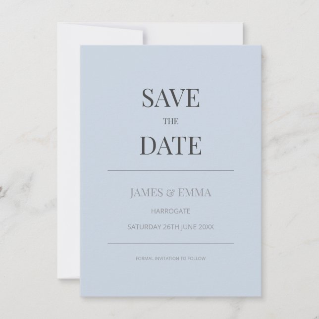Minimalist Save the Date Card | Dusky Blue (Anverso)