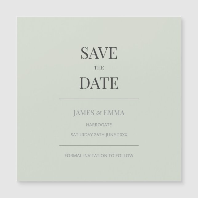 Minimalist Save the Date Card | Pale Sage Green (Anverso)