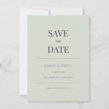 Minimalist Save the Date Card | Pale Sage Green