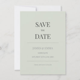 Minimalist Save the Date Card | Pale Sage Green