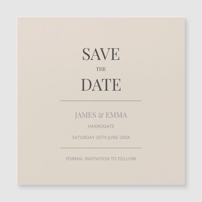Minimalist Save the Date Card Soft Latte (Anverso)