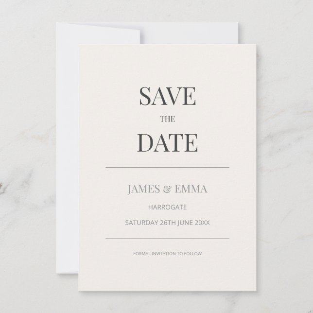 Minimalist Save the Date Card | Warm Ivory (Anverso)