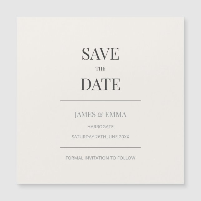 Minimalist Save the Date Card | Warm Ivory (Anverso)