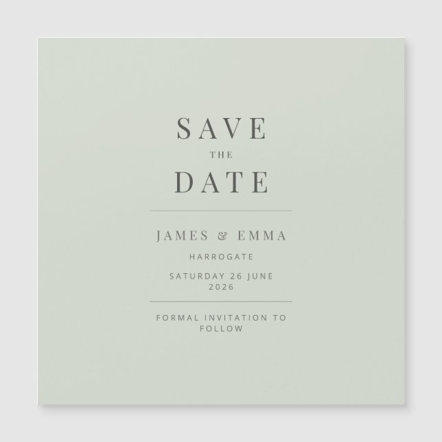 Minimalist Save the Date Pale Sage (Anverso)