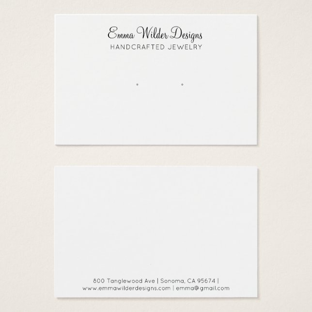 Minimalist Script Earring Display Card (Anverso y reverso)
