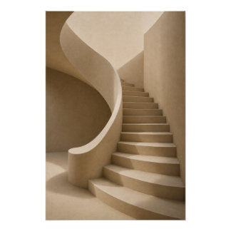 Minimalist Sculptural Staircase Wall Art Poster