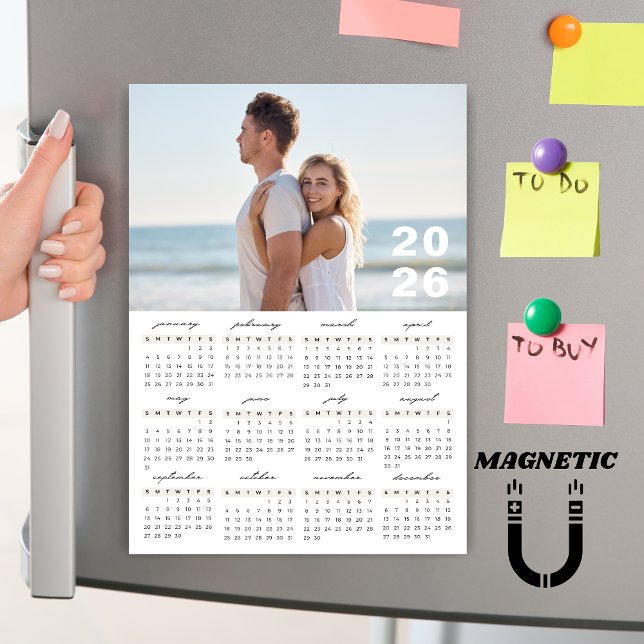 Minimalist Simple 2026 Calendar Photo Magnet (Subido por el creador)