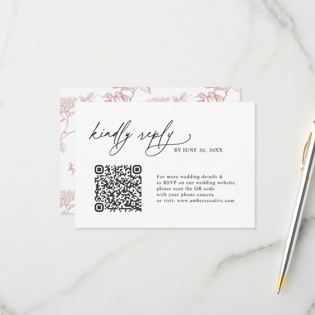 Minimalist Simple QR code Wedding RSVP Cards (Anverso/Reverso In Situ)