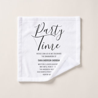 Minimalist Stylish Script Black & White Grad Party