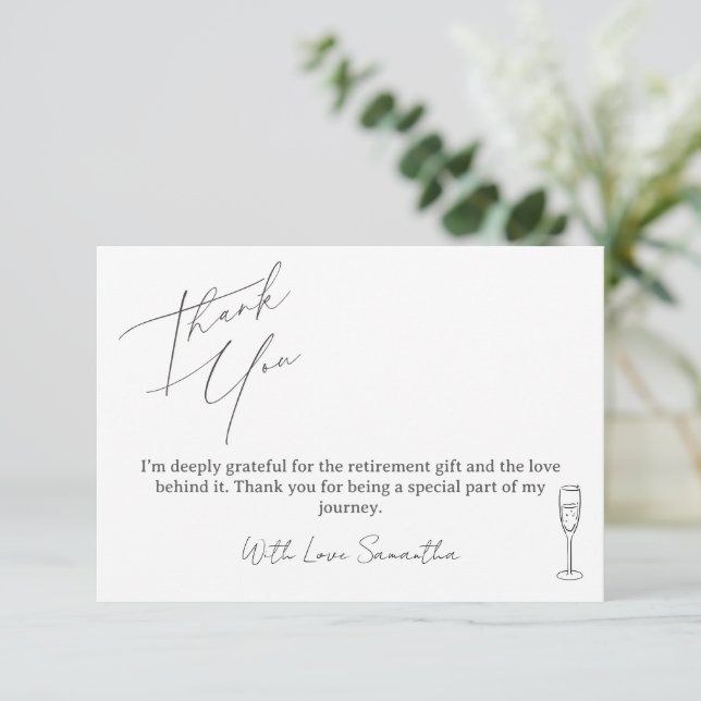 Minimalist Thank You Card For Retirement Gifts (Anverso de pie)