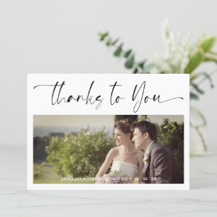 Minimalist Thanks to You Custom Photo Wedding