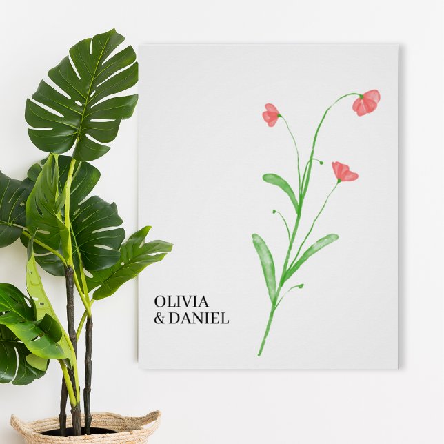 Minimalist Watercolor Wildflower Wedding Poster (Subido por el creador)