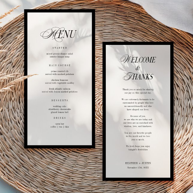 Minimalist Wedding Menu and Thank You Note (Subido por el creador)