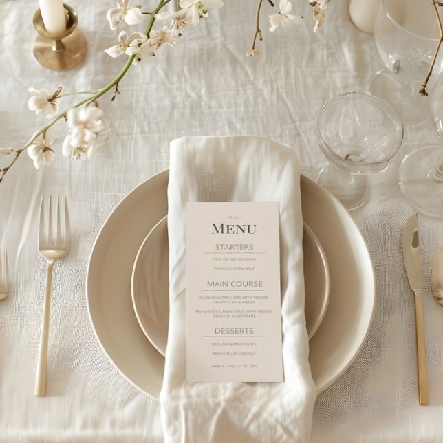 Minimalist Wedding Menu Soft Latte (Subido por el creador)