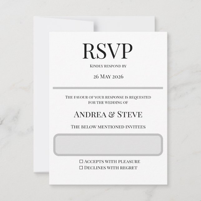 Minimalist Wedding RSVP Card | Editable Template (Anverso)