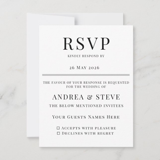Minimalist Wedding RSVP Card | Elegant Classic (Anverso)