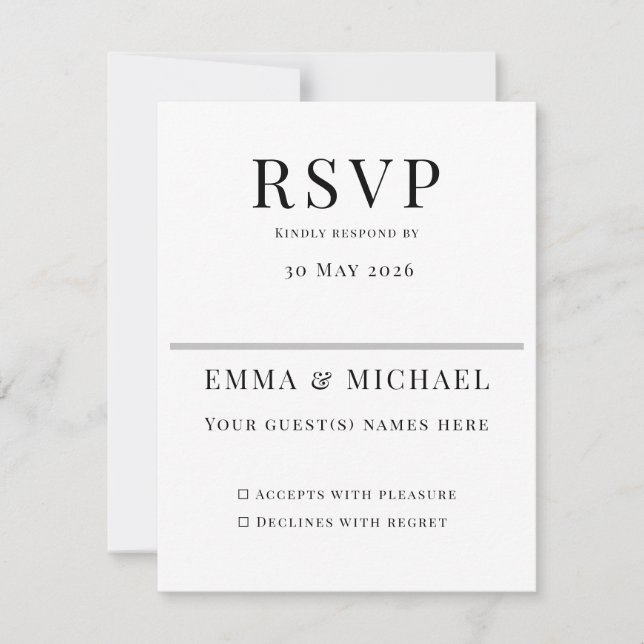 Minimalist Wedding RSVP Card | Elegant Editable (Anverso)