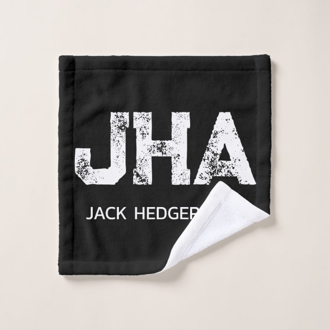 MINIMALIST WHITE THREE LETTER MONOGRAM NAME BLACK  (Toallita)