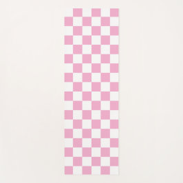 Minimalist White Yoga Mat with Pink Square Accent