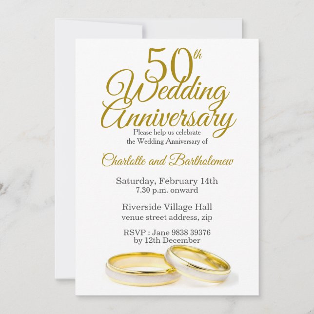Minimalista 50° aniversario Boda Invitación (Anverso)