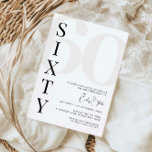 Minimalista 60.ª Invitación a la fiesta de cumplea<br><div class="desc">Esta minimalista tipografía, la invitación a la fiesta de cumpleaños número 60, es perfecta para una fiesta de cumpleaños moderna. El diseño es sencillo y presenta una tipografía minimalista clásica en blanco y negro con un toque moderno. Personalizable en cualquier color. Mantenga el diseño minimalista y elegante, tal como está,...</div>