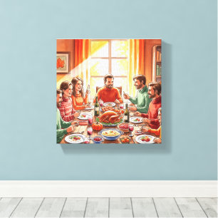 Minimalista Acción de Gracias Cena Arte Pared - Mo