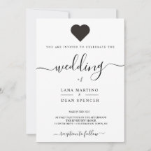 Minimalista, bella invitación a la boda amorosa