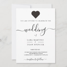 Minimalista, bella invitación a la boda amorosa