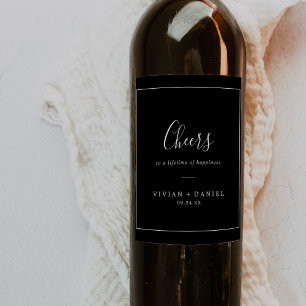 Minimalista Boda de etiquetas de vino de Black C