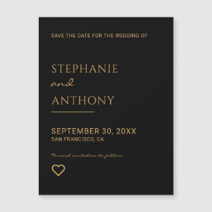 Minimalista Boda moderno del Corazón Negro y Oro