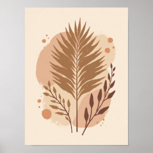 Minimalista Boho Seco Hoja de Palm Abstracto Arte 