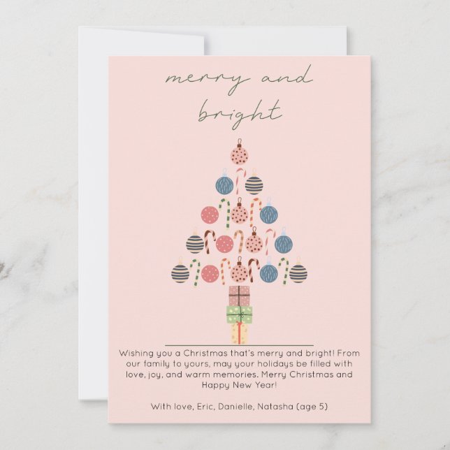 Minimalista Chic Boho Árbol Rosa Navidad (Anverso)