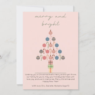 Minimalista Chic Boho Árbol Rosa Navidad