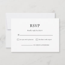 Minimalista Chic Tarjeta de RSVP de Boda en Blanco