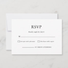 Minimalista Chic Tarjeta de RSVP de Boda en Blanco