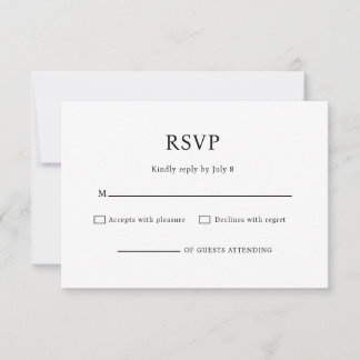 Minimalista Chic Tarjeta de RSVP de Boda en Blanco