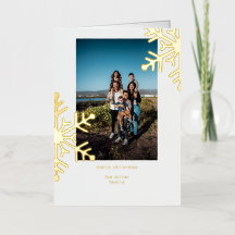 Minimalista Copos de nieve dorados Fotos navideñas