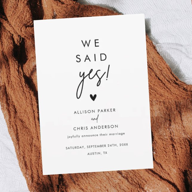Minimalista Dijimos Sí Invitación De Elopement (Subido por el creador)