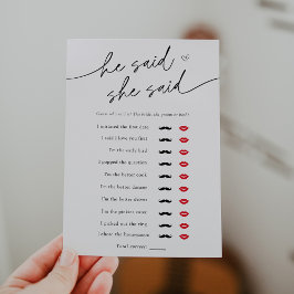 Minimalista Dijo, dijo, tarjeta de juego de ducha