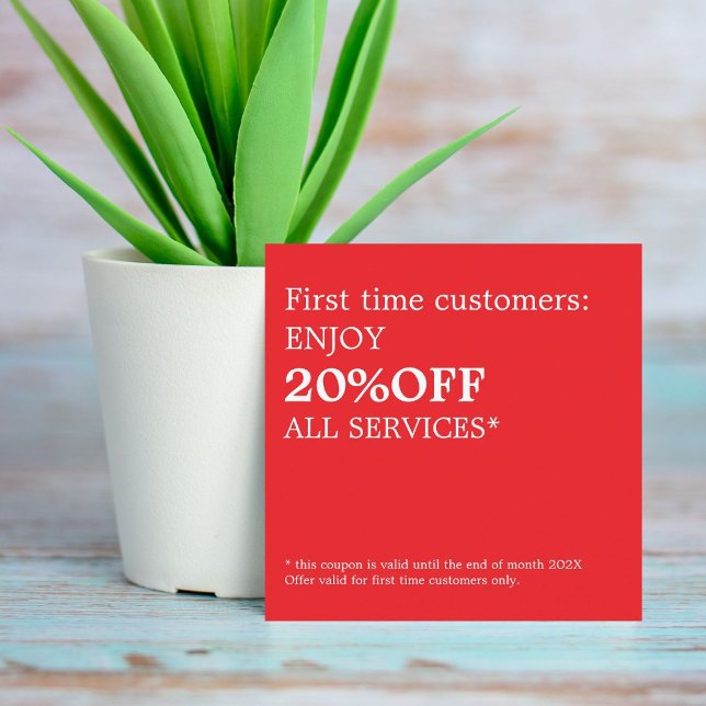 Minimalista elegante negrita Cupón Blanco Rojo (Subido por el creador)