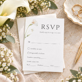 Minimalista Elegante RSVP de Boda con Lirio de Cal