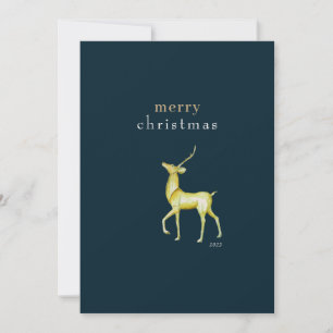 Minimalista Feliz Navidad Reno Dorado
