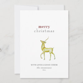 Minimalista Feliz Navidad Reno Dorado
