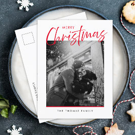 Minimalista Feliz Navidad Simple Foto Roja