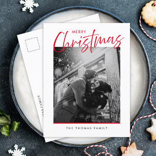 Minimalista Feliz Navidad Simple Foto Roja