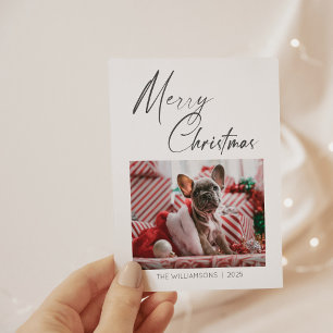 Minimalista Foto Feliz Navidad Escritura Perro Mas