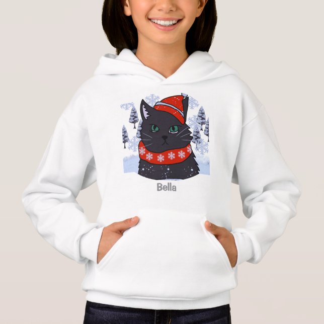 Minimalista gato negro fúnebre con actitud (Anverso)