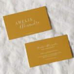 Minimalista guión moderno Boho Moda mostaza amaril<br><div class="desc">Tarjeta de presentación negrita Minimalista moderna profesional Mostaza de escritura amarilla Typografía</div>