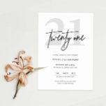 Minimalista invitación a fiesta de cumpleaños 21<br><div class="desc">Esta minimalista tipografía de la invitación a la fiesta de cumpleaños 21 es perfecta para una fiesta de cumpleaños moderna. El diseño es sencillo y presenta una tipografía minimalista clásica en blanco y negro con un toque moderno. Personalizable en cualquier color. Mantenga el diseño minimalista y elegante, tal como está,...</div>